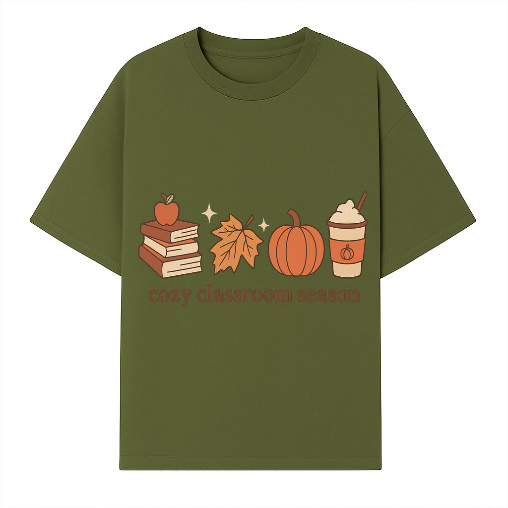 Cozy Classroom Season Fall Decor - Apple, Books, Pumpkin, Maple Leaf - Autumn Classroom Wall Art for Teachers and Students - T-shirt 1758093383490.jpg