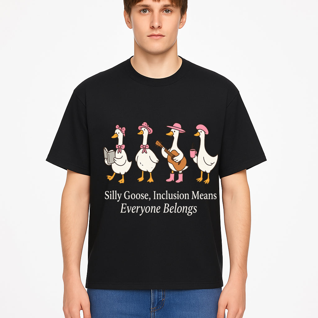 Silly Goose Inclusion Art Print - Everyone Belongs Theme, Cute Ducks with Accessories, Positive Vibes Wall Decor for Home or Kids' Room - T-shirt 1758093383508.jpg