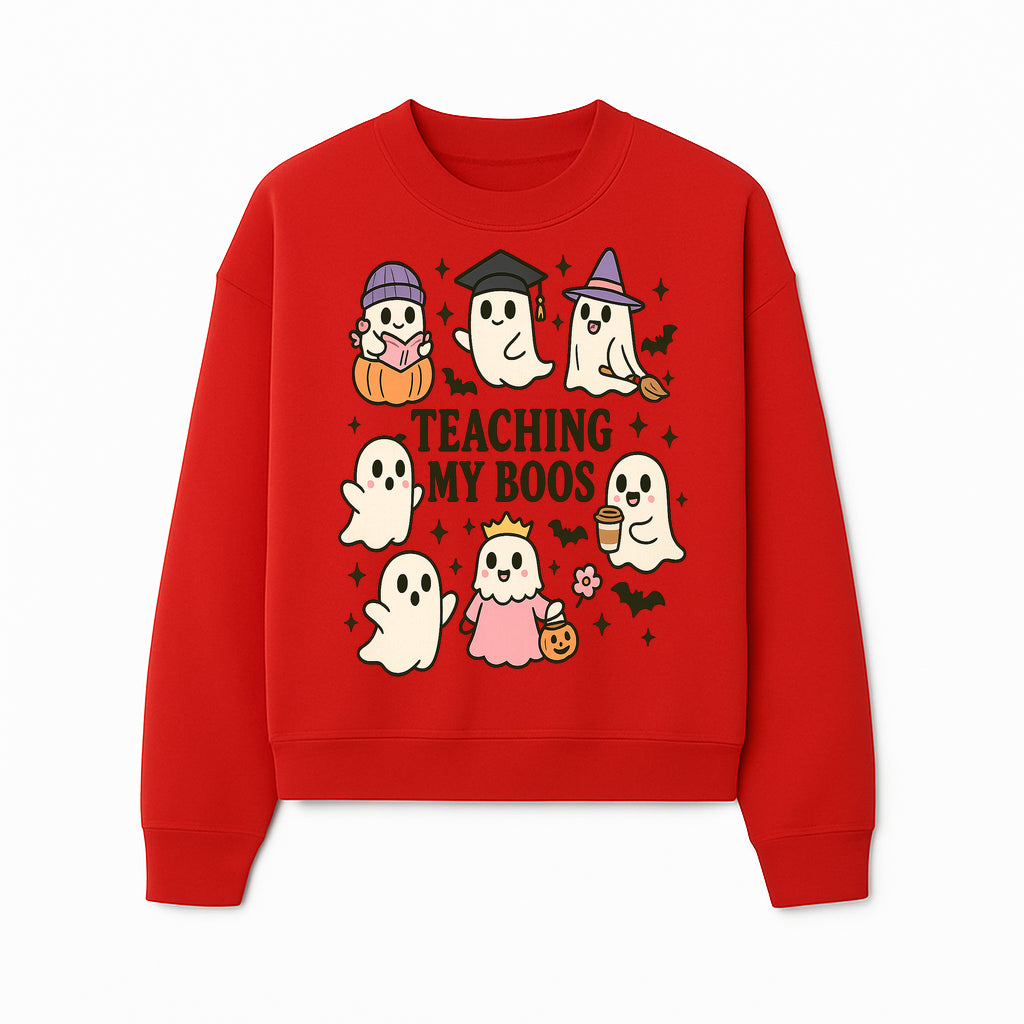 Teaching My Boos Ghosts Halloween Graphic T-Shirt | Cute Cartoon Spirits, Spooky Fun, Halloween Apparel for Kids & Adults - Sweatshirt 1758093383515.jpg