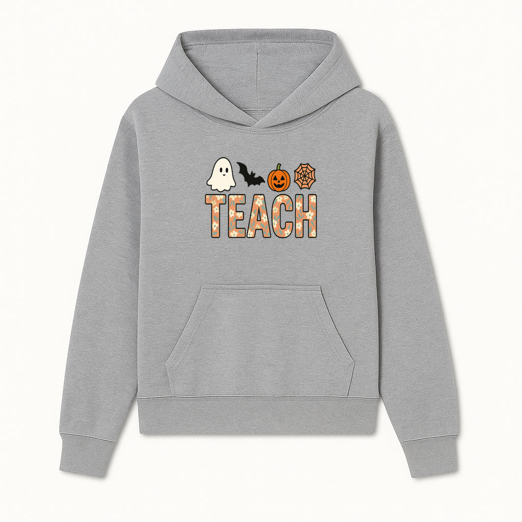 Halloween Teacher Decor | Cute Ghost, Bat, Pumpkin, Spiderweb | Floral 'Teach' Sign | Classroom Wall Art | Fall Aesthetic - Hoodie 1758093383549.jpg