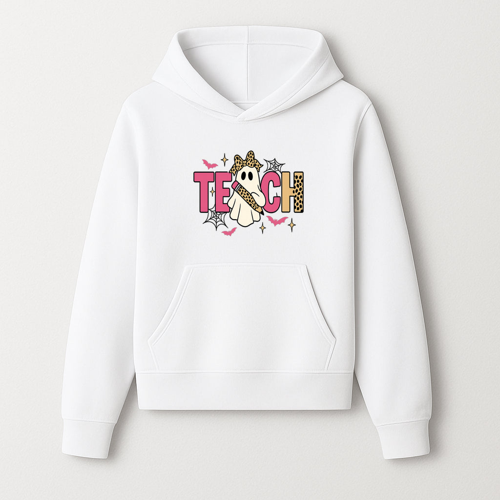 Halloween Ghost Teacher T-Shirt | Cute Ghost with Pencil | Fun Teaching Apparel | Spooky Season Gift for Educators - Hoodie 1758093383567.jpg