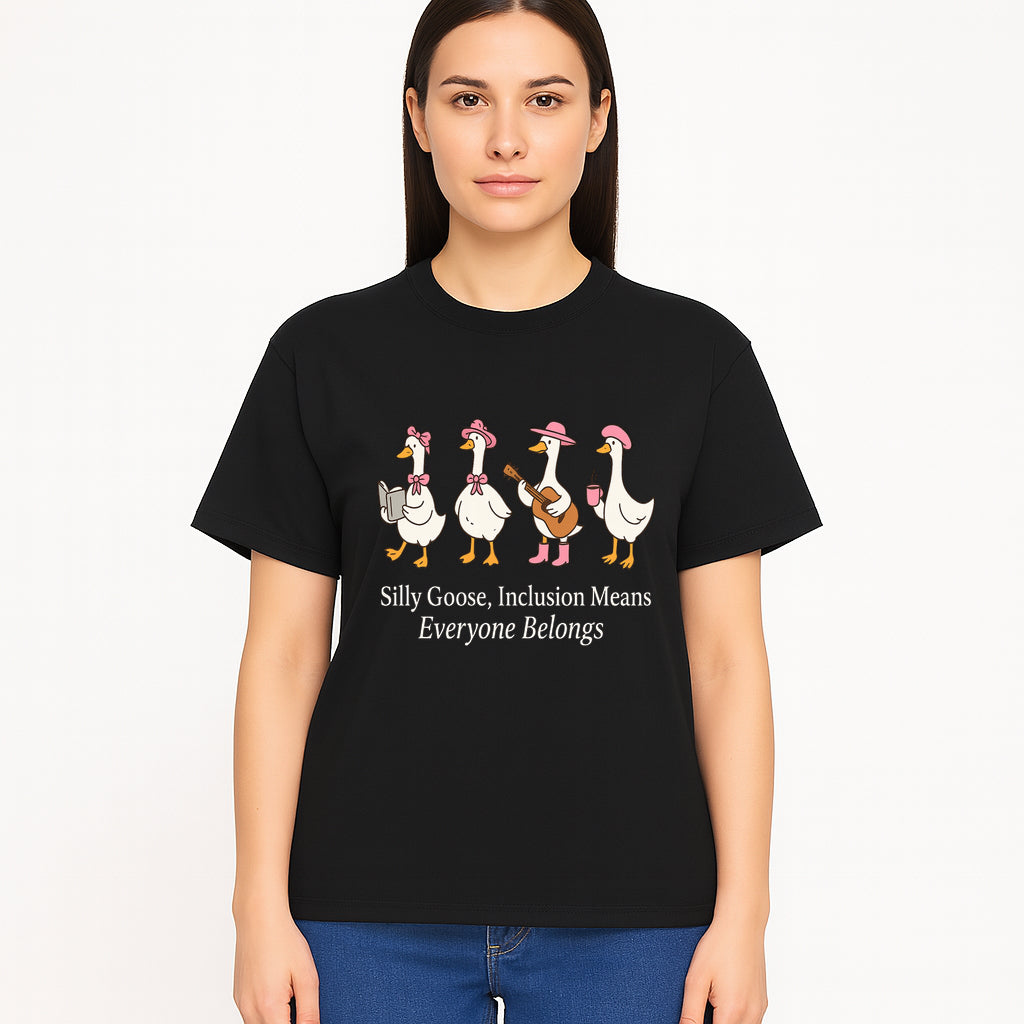 Silly Goose Inclusion Art Print - Everyone Belongs Theme, Cute Ducks with Accessories, Positive Vibes Wall Decor for Home or Kids' Room - T-shirt 1758093383661.jpg