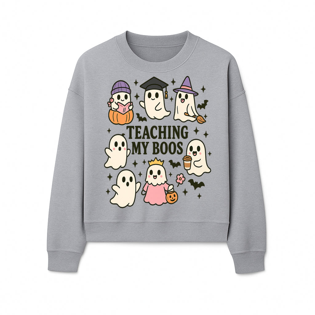 Teaching My Boos Ghosts Halloween Graphic T-Shirt | Cute Cartoon Spirits, Spooky Fun, Halloween Apparel for Kids & Adults - Sweatshirt 1758093383664.jpg