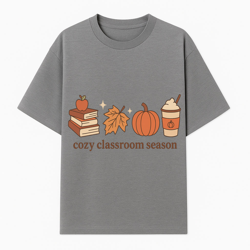 Cozy Classroom Season Fall Decor - Apple, Books, Pumpkin, Maple Leaf - Autumn Classroom Wall Art for Teachers and Students - T-shirt 1758093383684.jpg