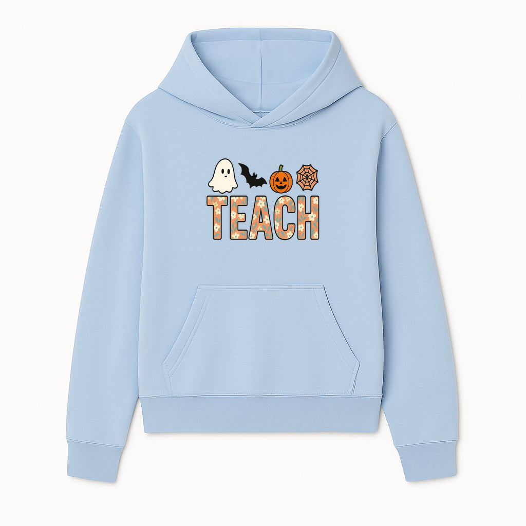 Halloween Teacher Decor | Cute Ghost, Bat, Pumpkin, Spiderweb | Floral 'Teach' Sign | Classroom Wall Art | Fall Aesthetic - Hoodie 1758093383744.jpg
