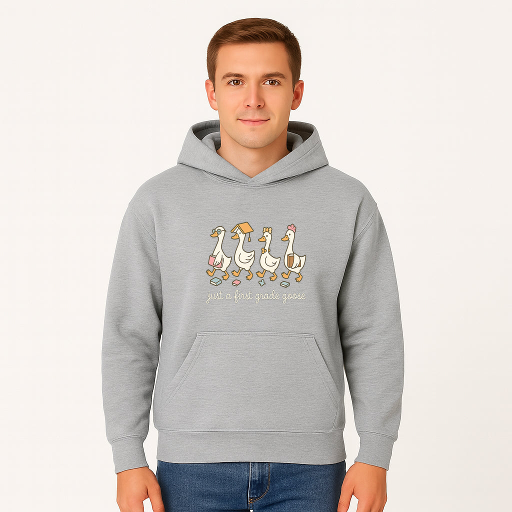 First Grade Goose Ducks Graphic Tee, Cute Animals T-Shirt for Kids, Back to School Apparel, Educational Humor Design - Hoodie 1758093383765.jpg