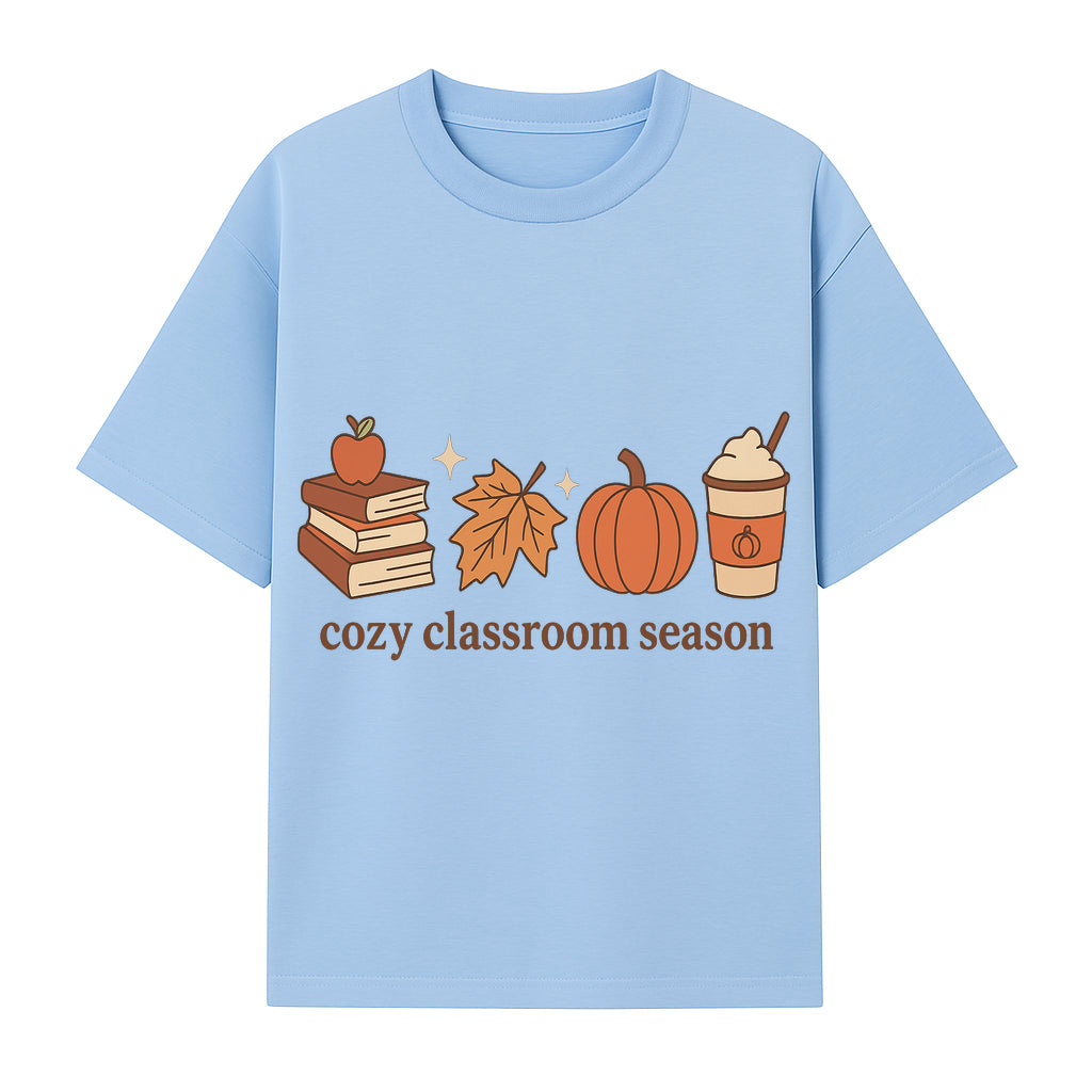 Cozy Classroom Season Fall Decor - Apple, Books, Pumpkin, Maple Leaf - Autumn Classroom Wall Art for Teachers and Students - T-shirt 1758093383890.jpg