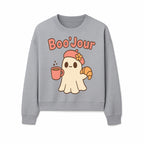 Cute Ghost Boo'Jour with Coffee and Croissant - Fun Halloween Decor, Ghost Lover Gift, Whimsical Art Print, Cozy Apparel - Sweatshirt 1758093383974.jpg
