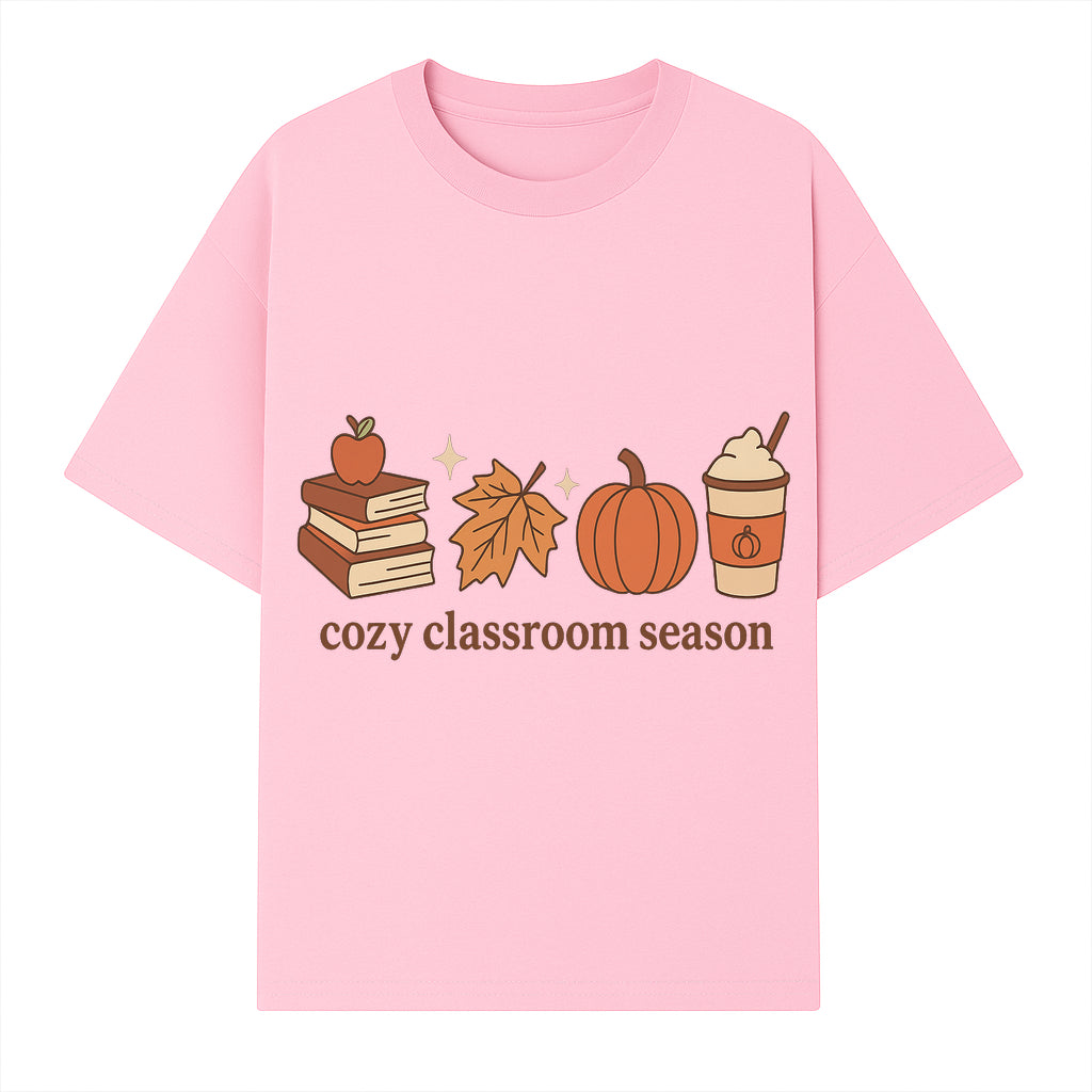 Cozy Classroom Season Fall Decor - Apple, Books, Pumpkin, Maple Leaf - Autumn Classroom Wall Art for Teachers and Students - T-shirt 1758093384059.jpg