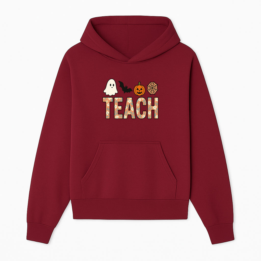Halloween Teacher Decor | Cute Ghost, Bat, Pumpkin, Spiderweb | Floral 'Teach' Sign | Classroom Wall Art | Fall Aesthetic - Hoodie 1758093384092.jpg