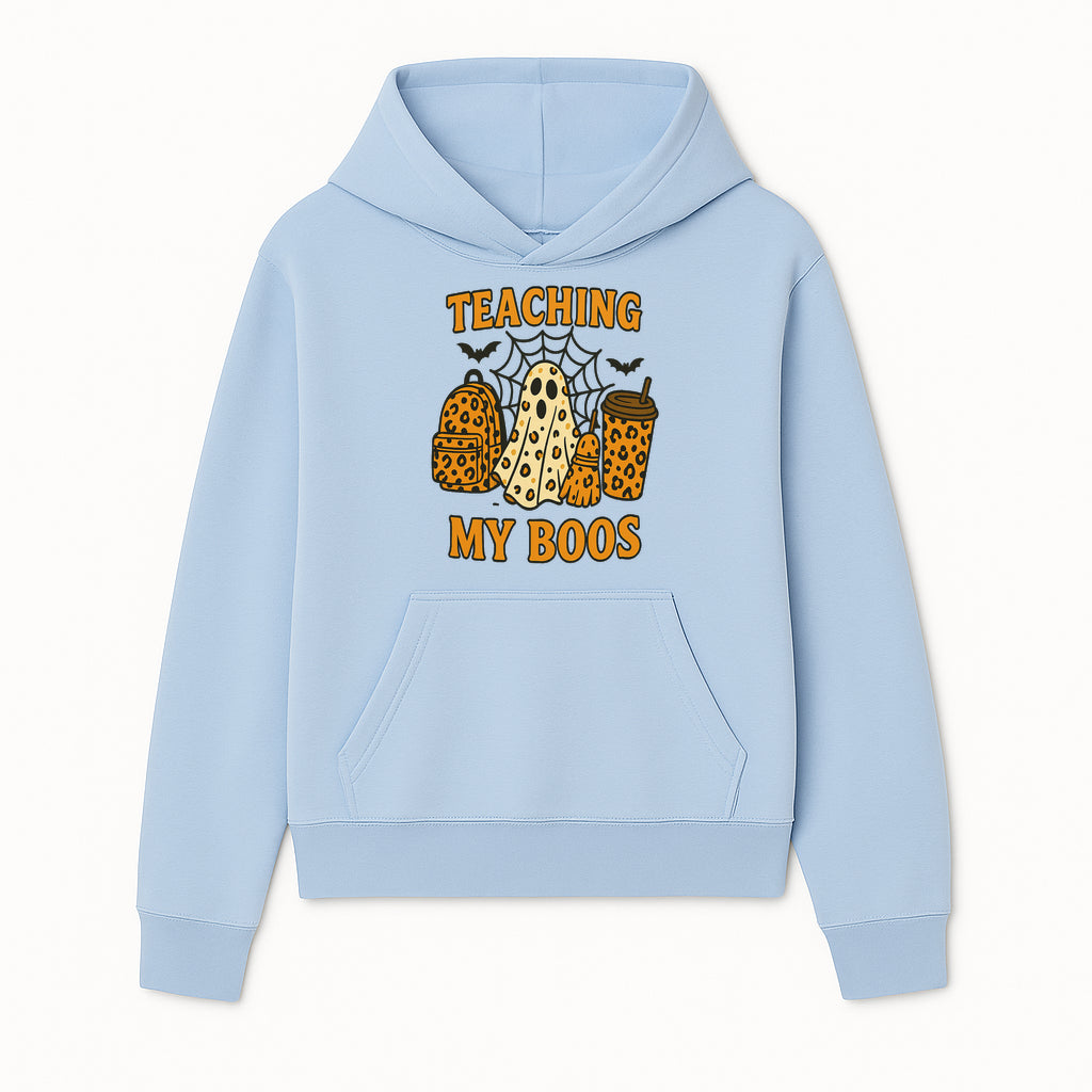 Teaching My Boos Halloween Ghosts & Leopard Print Backpack T-Shirt, Cute Teacher Gift for Kids, Spooky Season Apparel - Hoodie 1758093384195.jpg