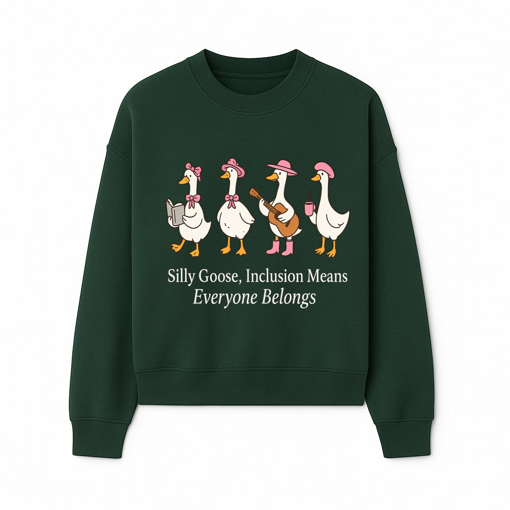 Silly Goose Inclusion Art Print - Everyone Belongs Theme, Cute Ducks with Accessories, Positive Vibes Wall Decor for Home or Kids' Room - Sweatshirt 1758093384303.jpg