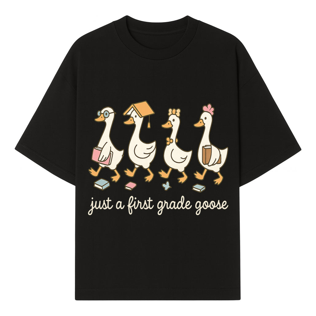 First Grade Goose Ducks Graphic Tee, Cute Animals T-Shirt for Kids, Back to School Apparel, Educational Humor Design - T-shirt 1758093384353.jpg
