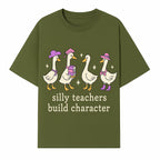 Silly Teachers Build Character - Cute Duck Illustration, Educational Gift, Fun Classroom Decor, Teacher Appreciation, Kids Learning - T-shirt 1758093384360.jpg