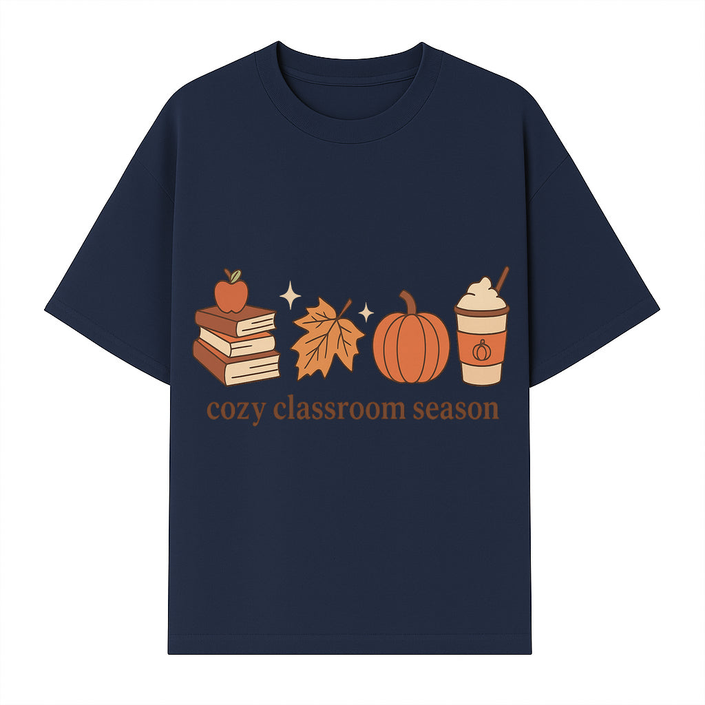 Cozy Classroom Season Fall Decor - Apple, Books, Pumpkin, Maple Leaf - Autumn Classroom Wall Art for Teachers and Students - T-shirt 1758093384367.jpg