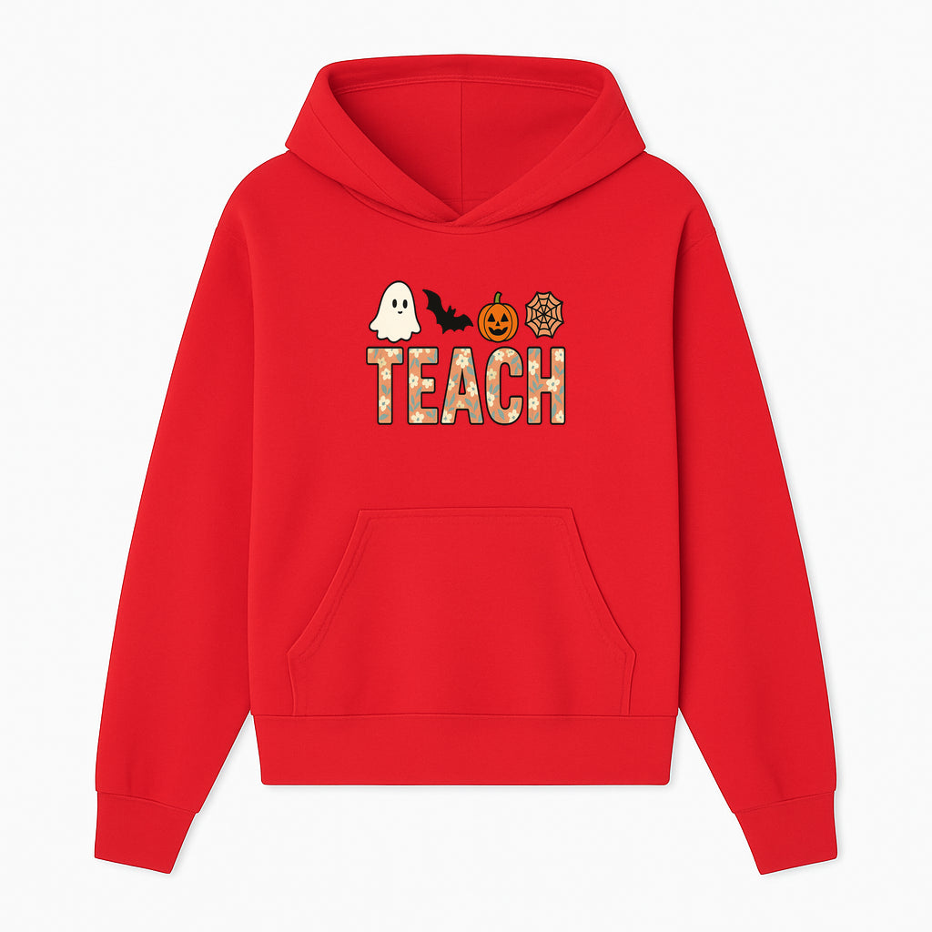 Halloween Teacher Decor | Cute Ghost, Bat, Pumpkin, Spiderweb | Floral 'Teach' Sign | Classroom Wall Art | Fall Aesthetic - Hoodie 1758093384431.jpg
