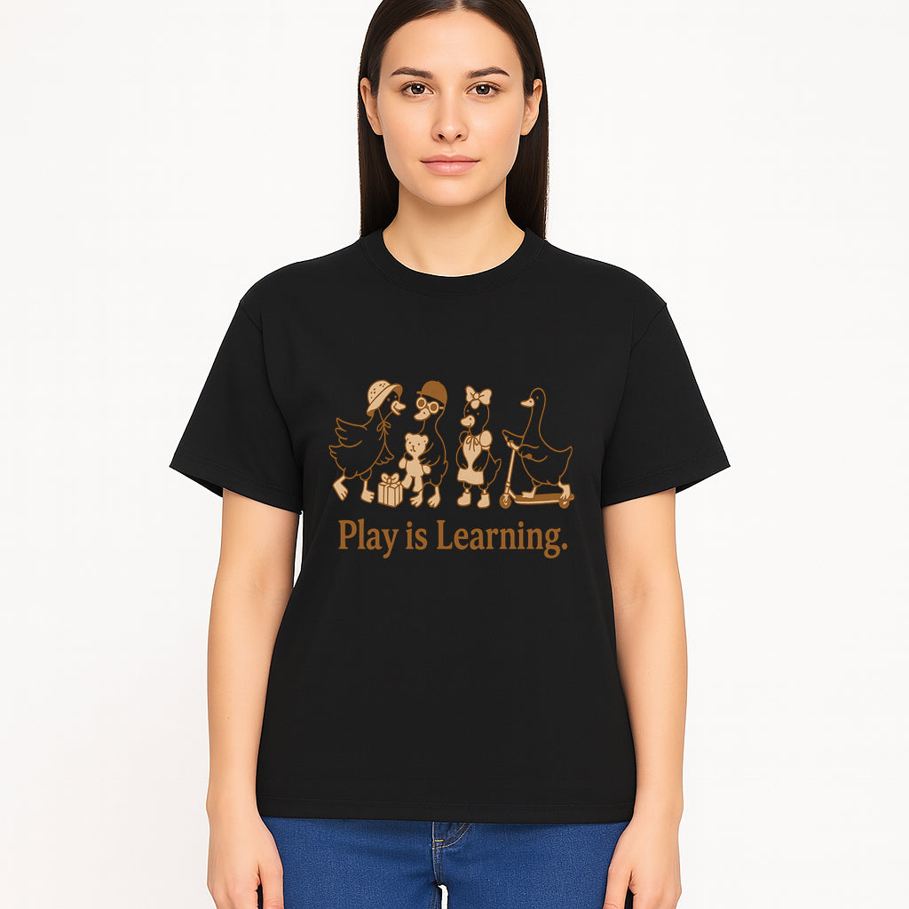 Play is Learning: Cute Cartoon Ducks with Gifts and Toys for Kids' Educational Decor - T-shirt 1758093384476.jpg