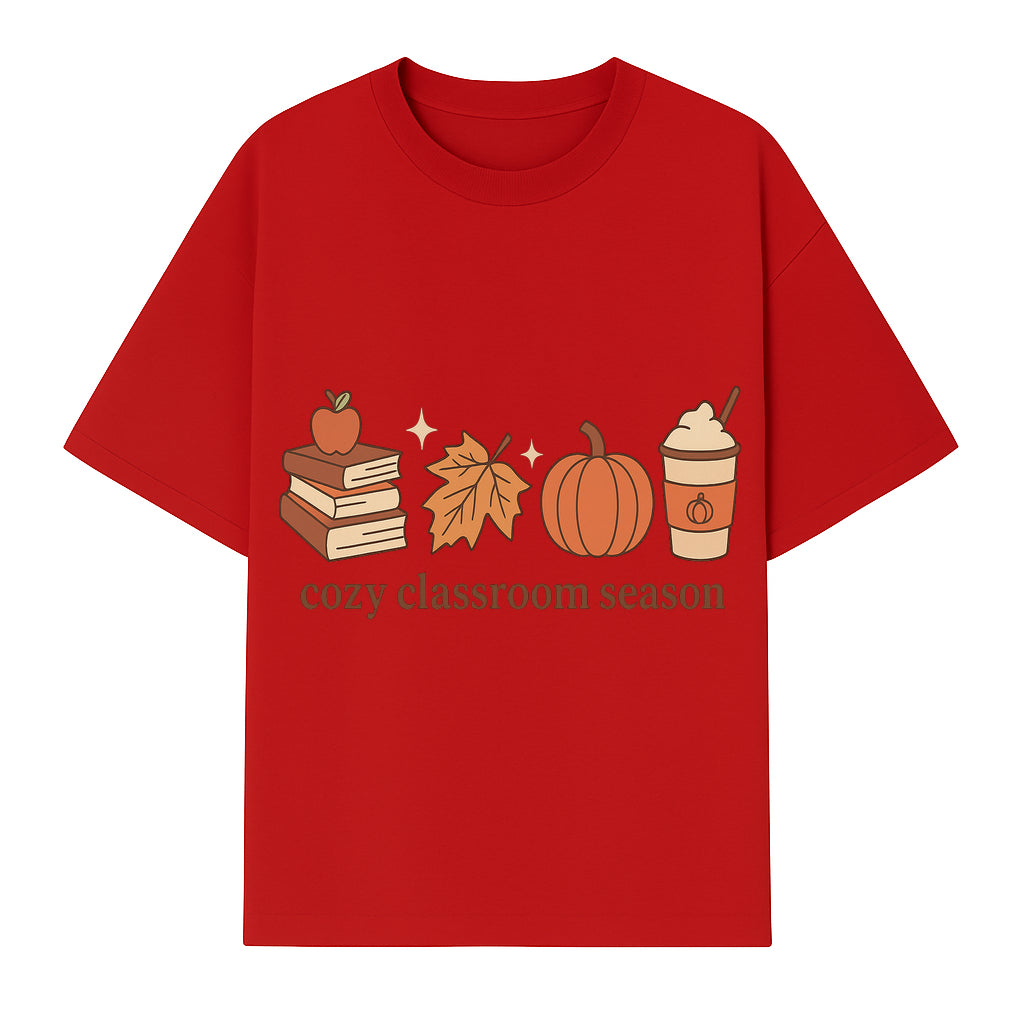 Cozy Classroom Season Fall Decor - Apple, Books, Pumpkin, Maple Leaf - Autumn Classroom Wall Art for Teachers and Students - T-shirt 1758093384565.jpg