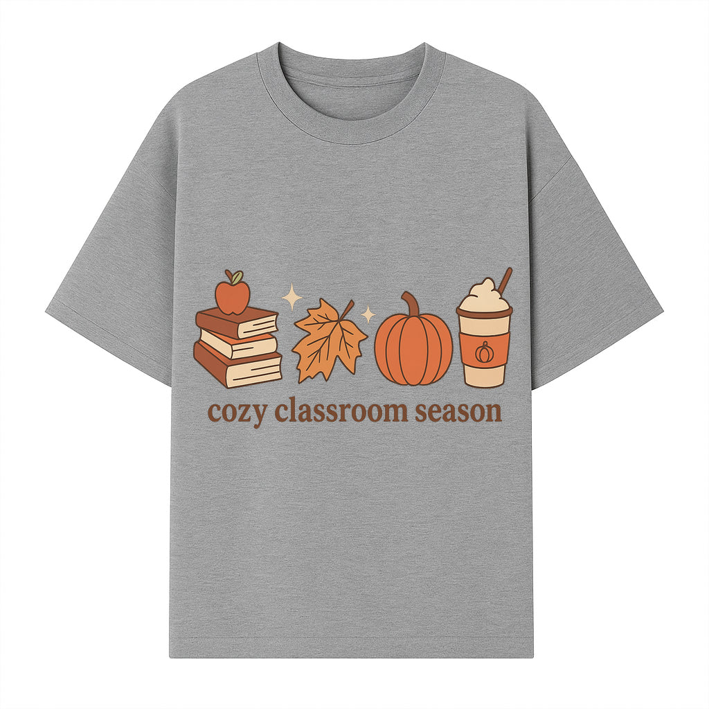 Cozy Classroom Season Fall Decor - Apple, Books, Pumpkin, Maple Leaf - Autumn Classroom Wall Art for Teachers and Students - T-shirt 1758093384751.jpg