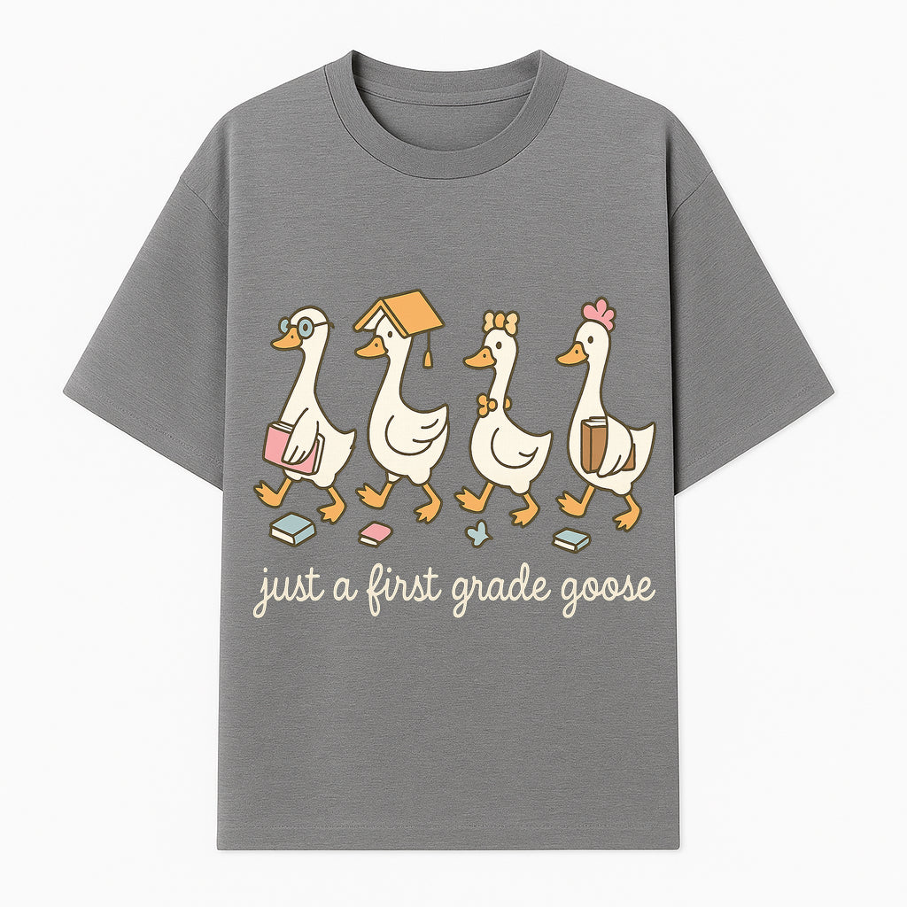 First Grade Goose Ducks Graphic Tee, Cute Animals T-Shirt for Kids, Back to School Apparel, Educational Humor Design - T-shirt 1758093384805.jpg