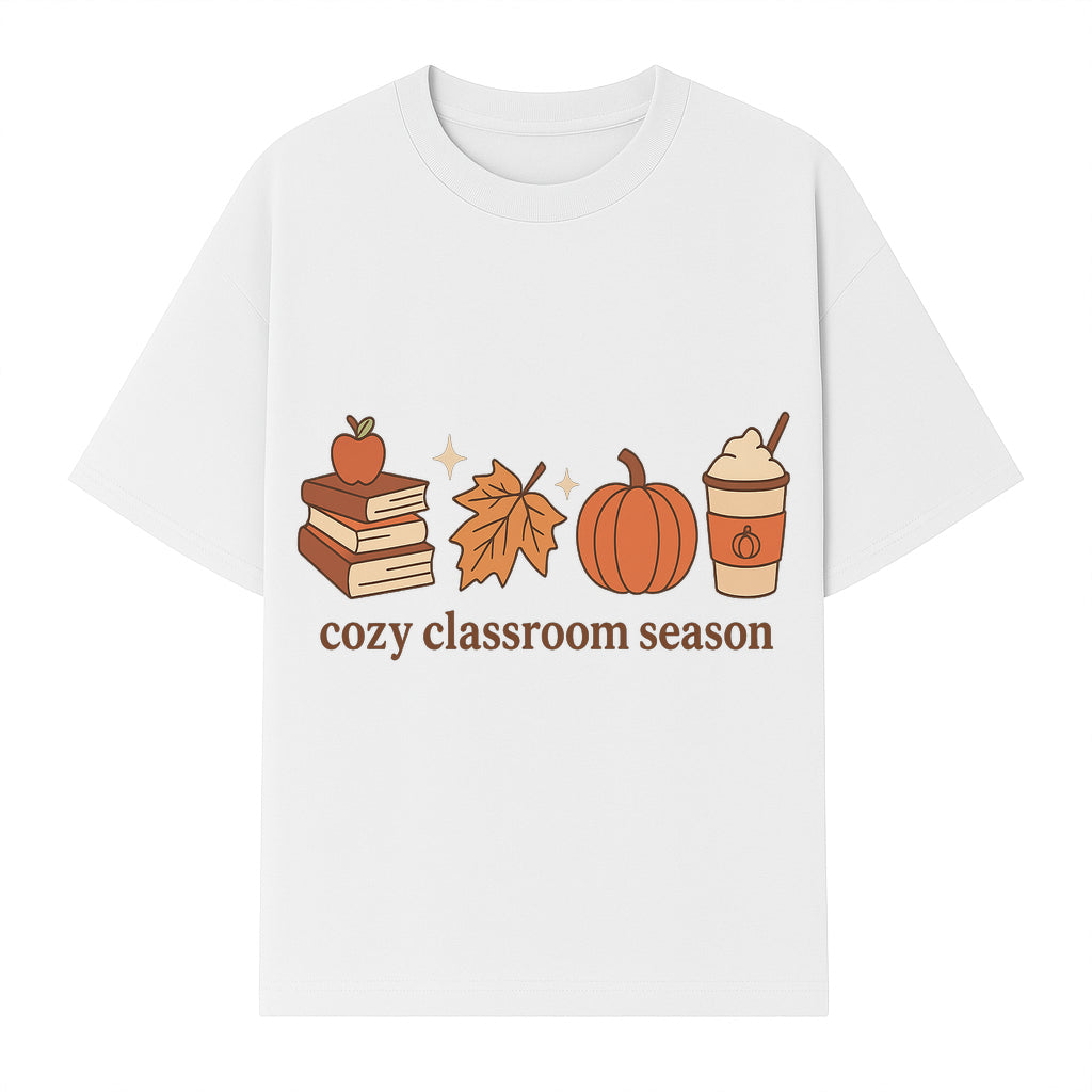 Cozy Classroom Season Fall Decor - Apple, Books, Pumpkin, Maple Leaf - Autumn Classroom Wall Art for Teachers and Students - T-shirt 1758093384904.jpg