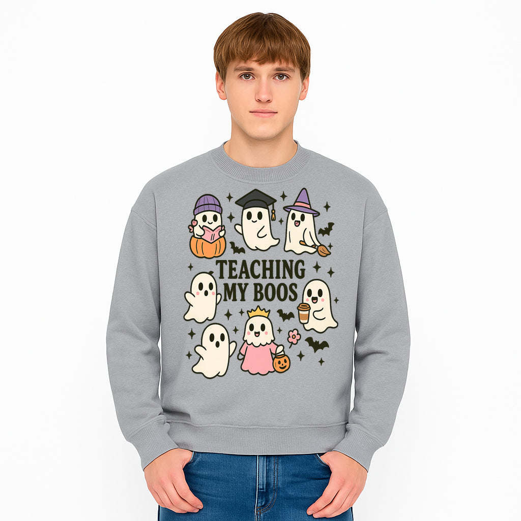Teaching My Boos Ghosts Halloween Graphic T-Shirt | Cute Cartoon Spirits, Spooky Fun, Halloween Apparel for Kids & Adults - Sweatshirt 1758093385025.jpg