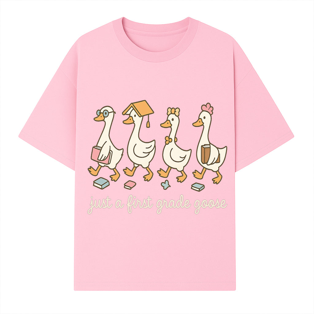 First Grade Goose Ducks Graphic Tee, Cute Animals T-Shirt for Kids, Back to School Apparel, Educational Humor Design - T-shirt 1758093385105.jpg