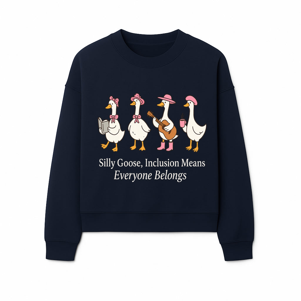 Silly Goose Inclusion Art Print - Everyone Belongs Theme, Cute Ducks with Accessories, Positive Vibes Wall Decor for Home or Kids' Room - Sweatshirt 1758093385120.jpg