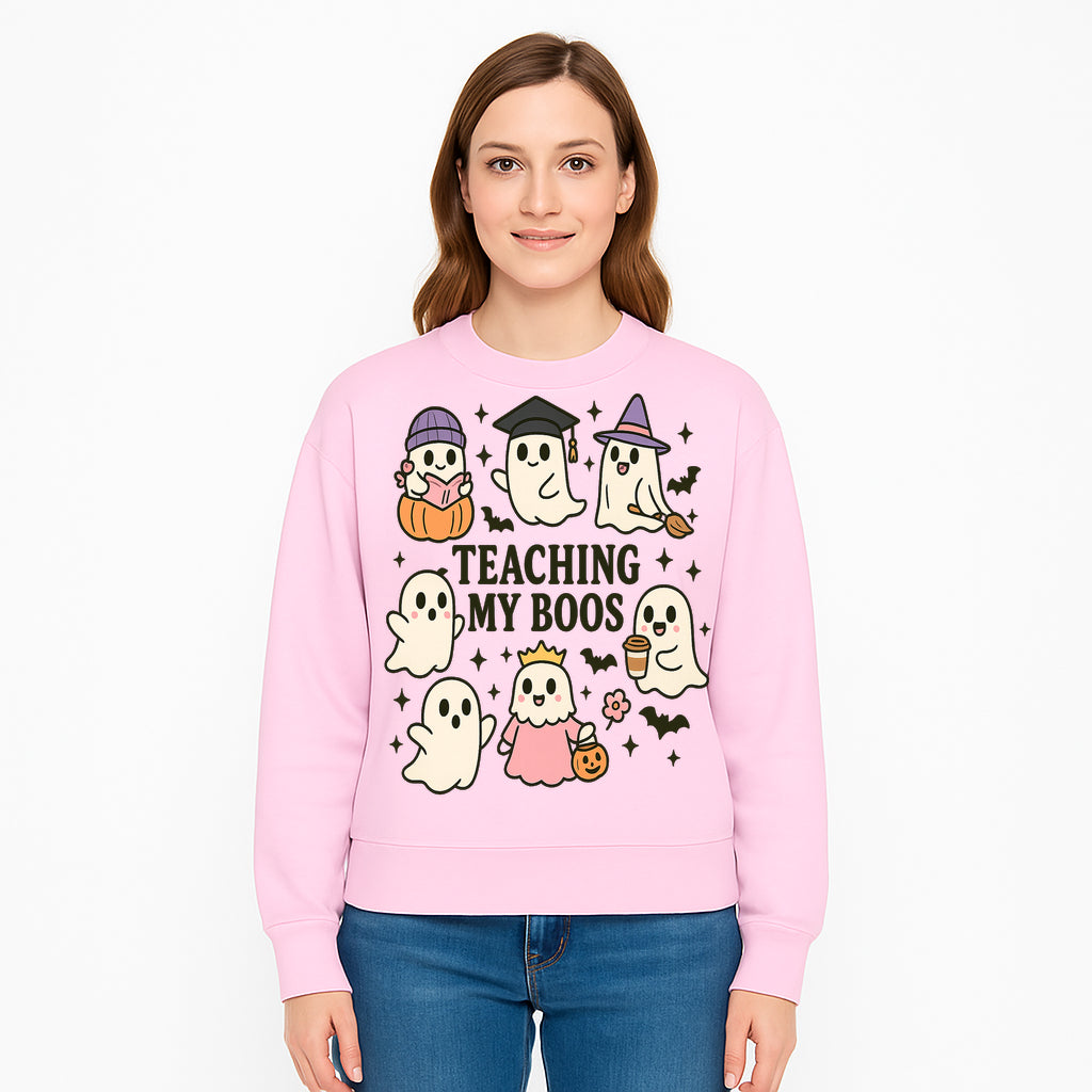 Teaching My Boos Ghosts Halloween Graphic T-Shirt | Cute Cartoon Spirits, Spooky Fun, Halloween Apparel for Kids & Adults - Sweatshirt 1758093385208.jpg