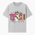 Halloween Ghost Teacher T-Shirt | Cute Ghost with Pencil | Fun Teaching Apparel | Spooky Season Gift for Educators - T-shirt 1758093385217.jpg