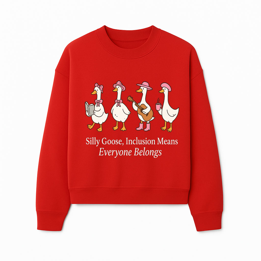 Silly Goose Inclusion Art Print - Everyone Belongs Theme, Cute Ducks with Accessories, Positive Vibes Wall Decor for Home or Kids' Room - Sweatshirt 1758093385285.jpg