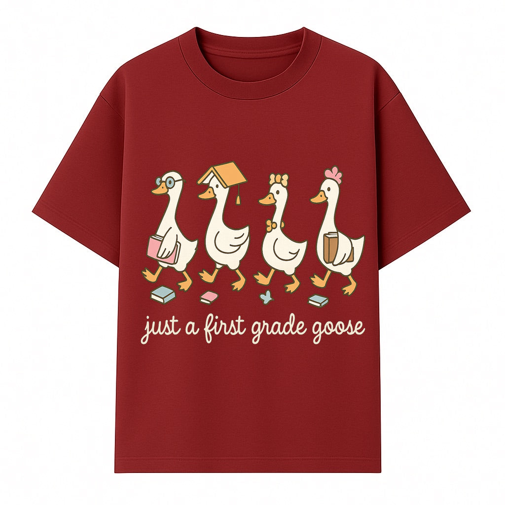 First Grade Goose Ducks Graphic Tee, Cute Animals T-Shirt for Kids, Back to School Apparel, Educational Humor Design - T-shirt 1758093385321.jpg