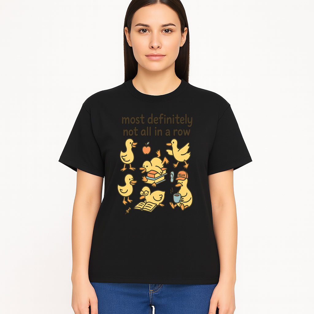 Funny Duck Art Print - 'Most Definitely Not All in a Row' - Quirky Home Decor, Cute Animal Illustration, Whimsical Gift - T-shirt 1758093385380.jpg