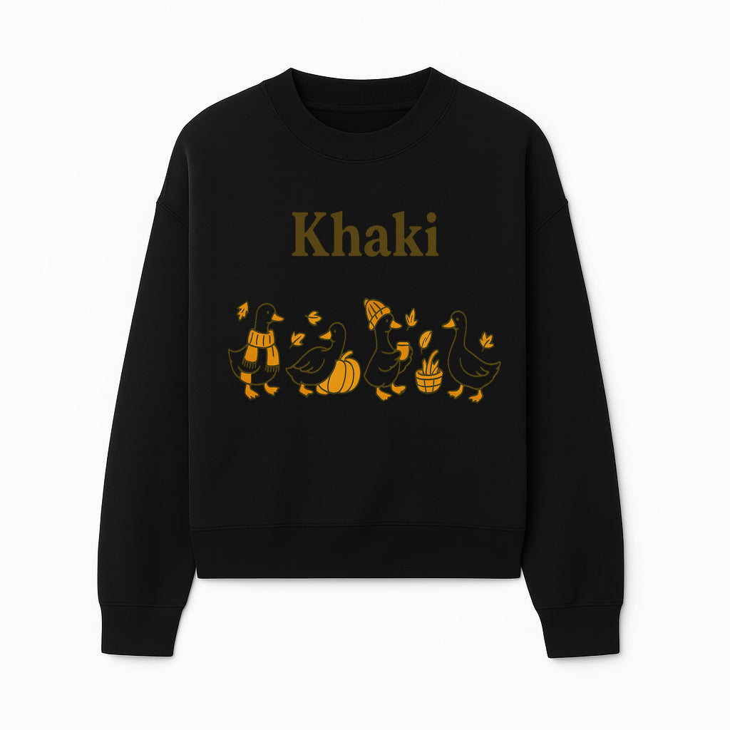 Khaki Duck Family Autumn Decor - Cute Illustrated Ducks with Pumpkins, Hats, and Leaves - Fall Home Decor Wall Art - Sweatshirt 1758093385409.jpg