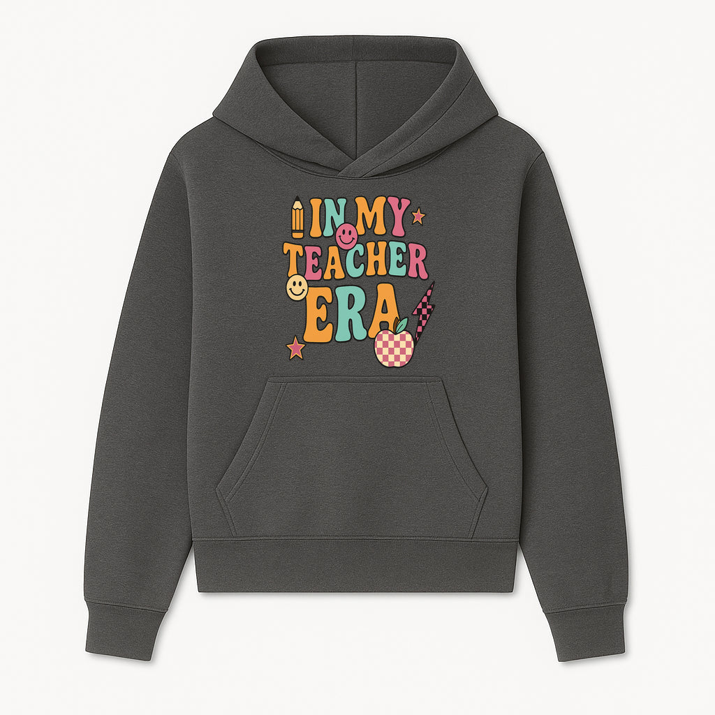 In My Teacher Era Graphic Tee - Retro Style with Happy Faces and School Elements, Perfect for Educators - Hoodie 1758093385524.jpg