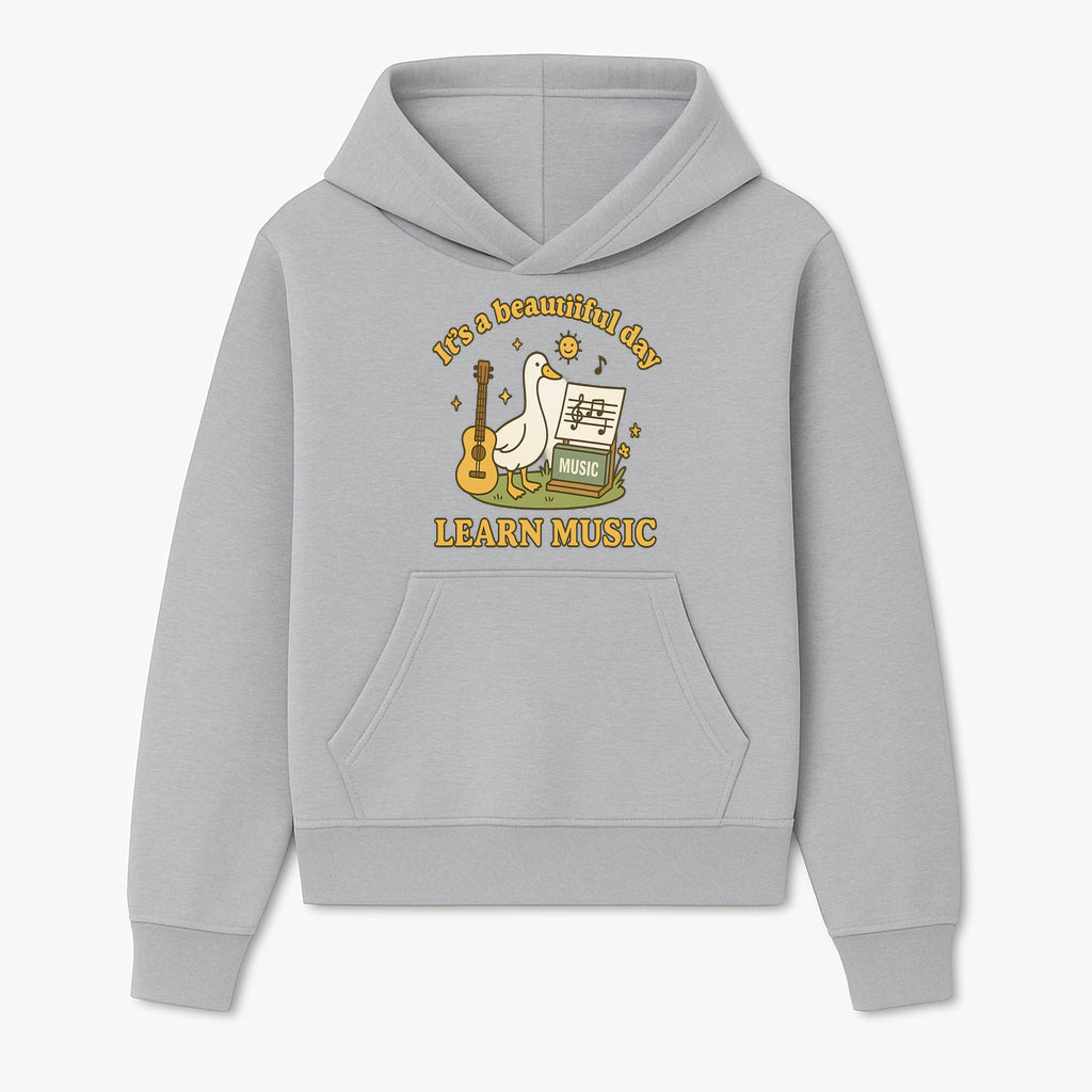 Music Learning Duck T-Shirt, Cute Guitar Design, It's a Beautiful Day, Fun Music Education Apparel for Kids and Adults - Hoodie 1758093385568.jpg