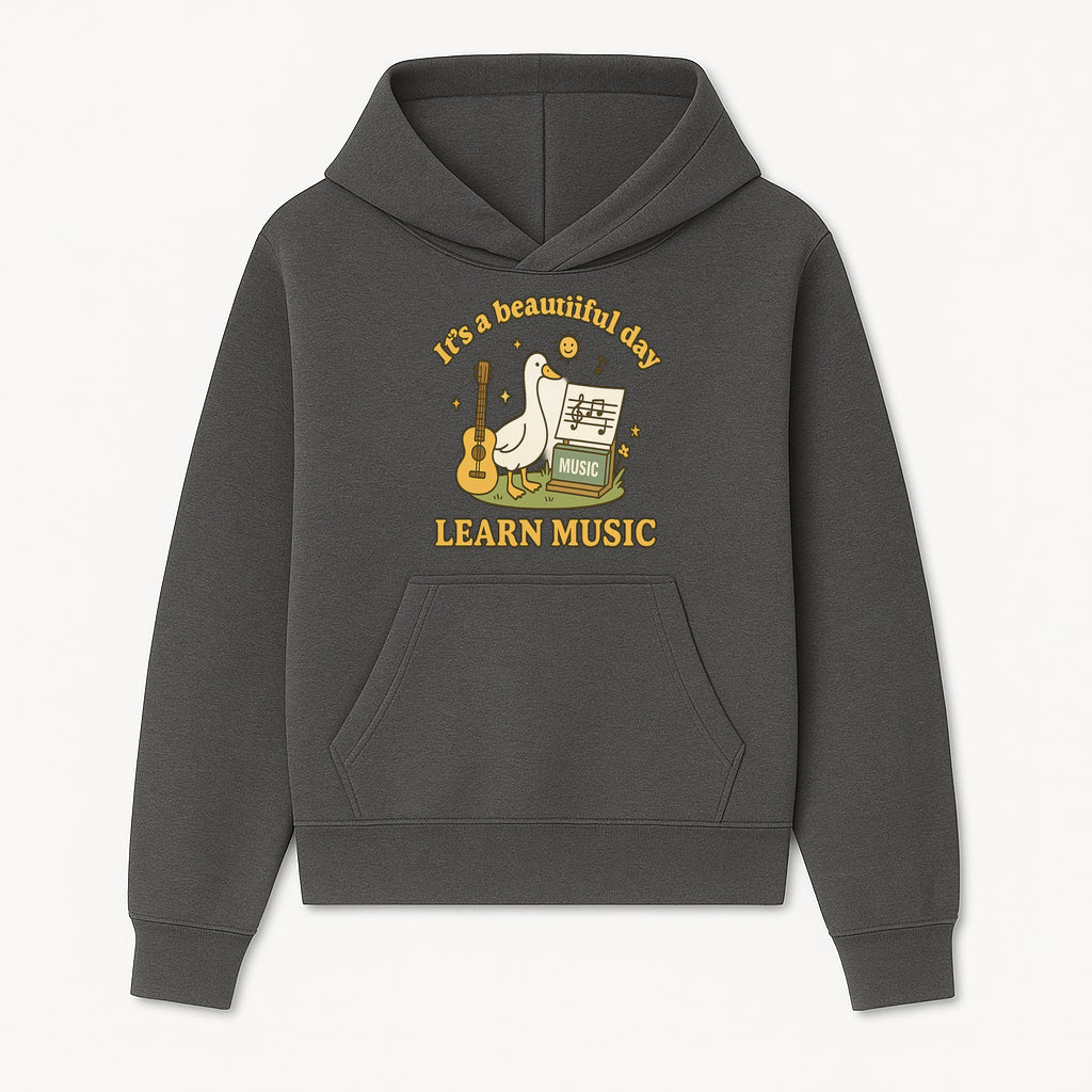 Music Learning Duck T-Shirt, Cute Guitar Design, It's a Beautiful Day, Fun Music Education Apparel for Kids and Adults - Hoodie 1758093385915.jpg