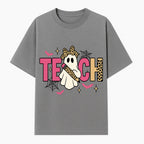 Halloween Ghost Teacher T-Shirt | Cute Ghost with Pencil | Fun Teaching Apparel | Spooky Season Gift for Educators - T-shirt 1758093385925.jpg
