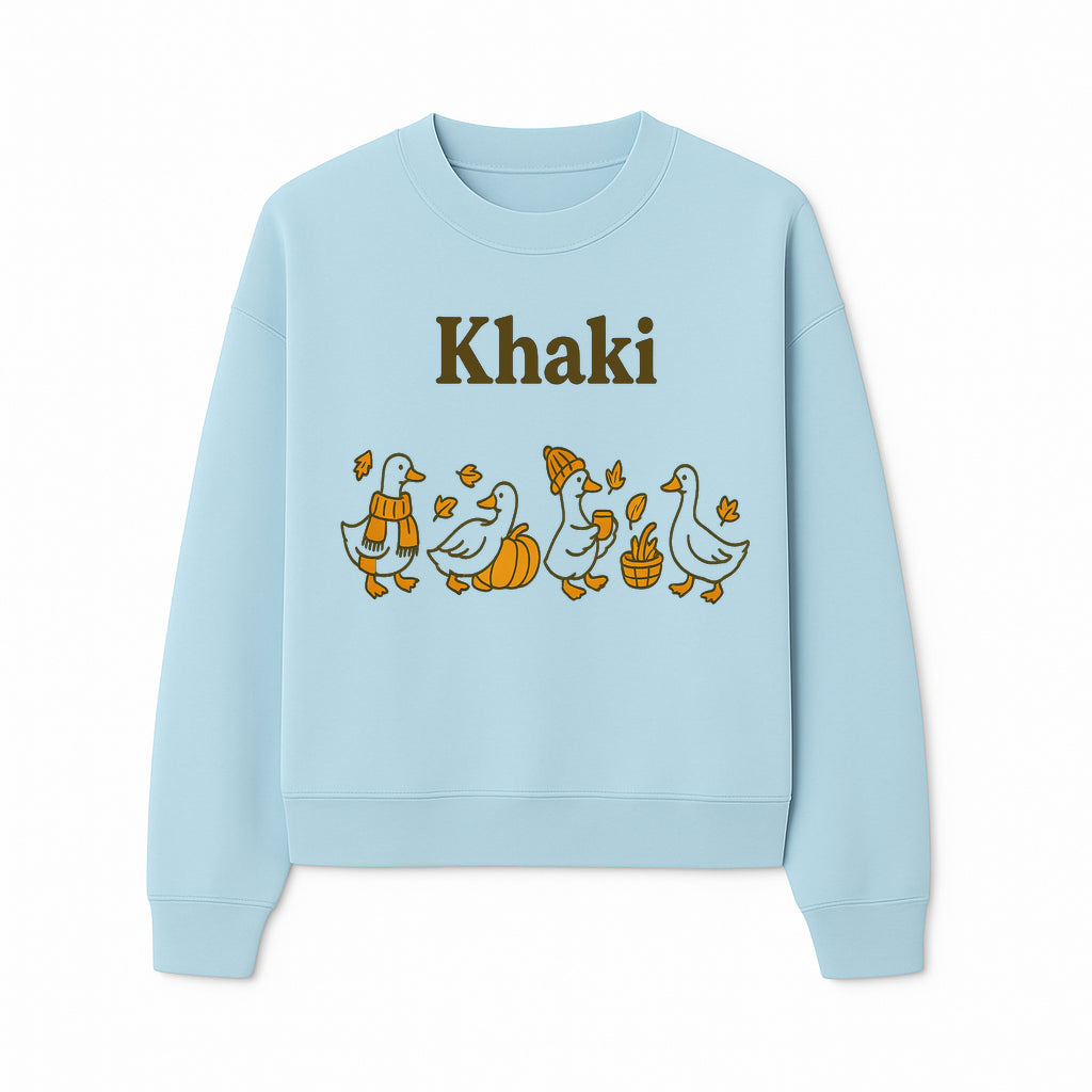 Khaki Duck Family Autumn Decor - Cute Illustrated Ducks with Pumpkins, Hats, and Leaves - Fall Home Decor Wall Art - Sweatshirt 1758093386066.jpg