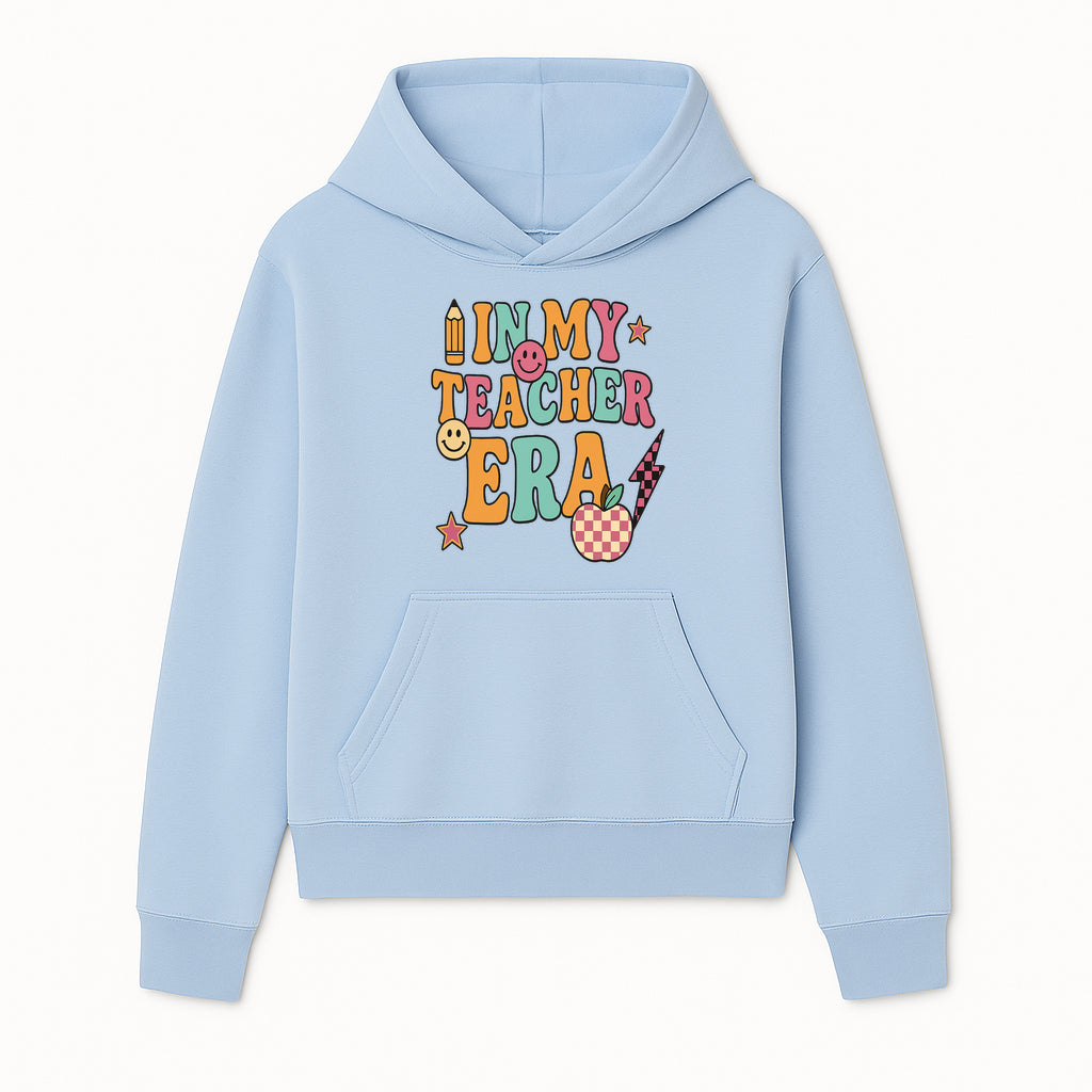 In My Teacher Era Graphic Tee - Retro Style with Happy Faces and School Elements, Perfect for Educators - Hoodie 1758093386075.jpg