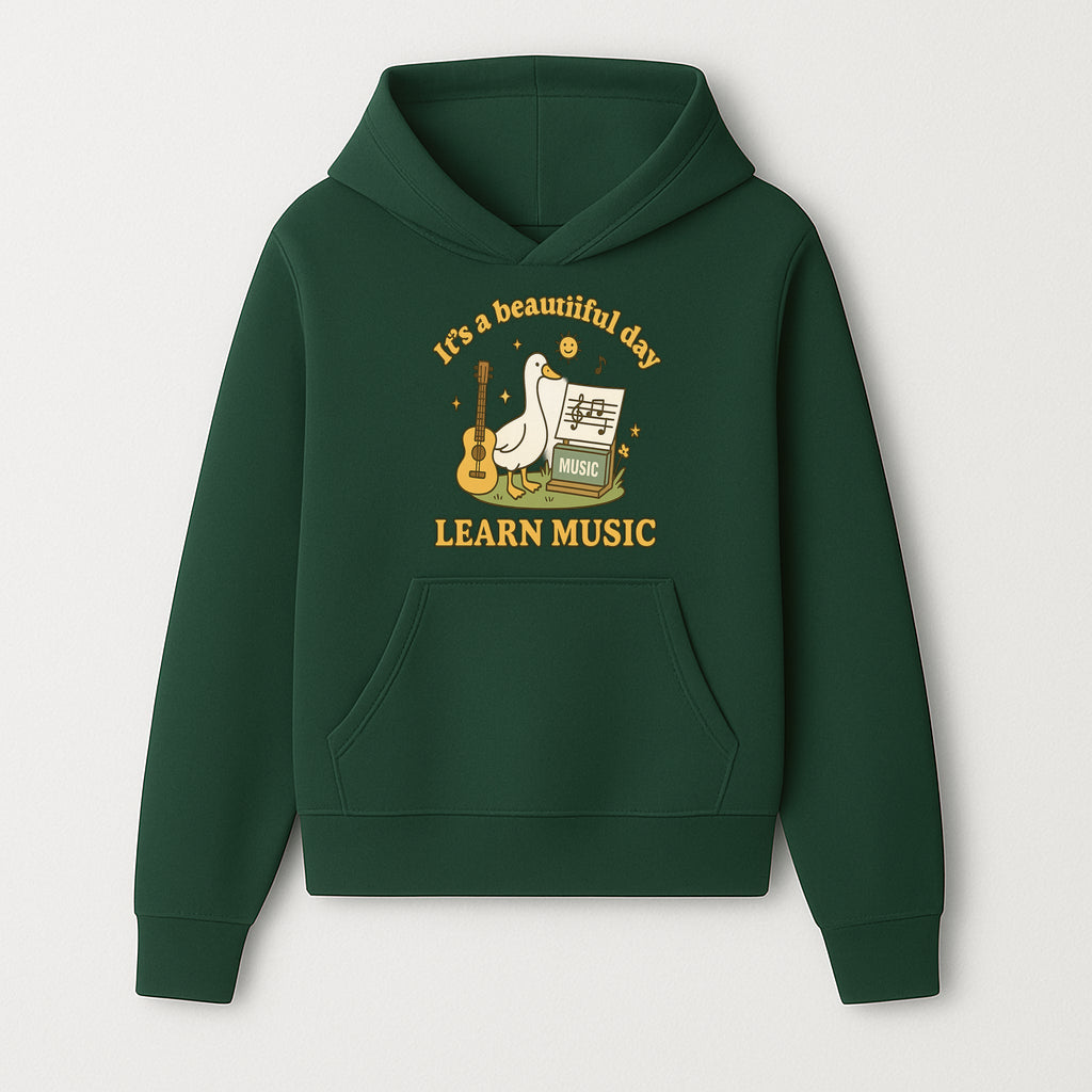 Music Learning Duck T-Shirt, Cute Guitar Design, It's a Beautiful Day, Fun Music Education Apparel for Kids and Adults - Hoodie 1758093386084.jpg