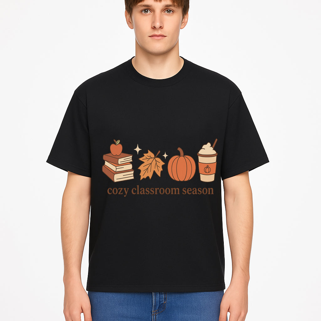 Cozy Classroom Season Fall Decor - Apple, Books, Pumpkin, Maple Leaf - Autumn Classroom Wall Art for Teachers and Students - T-shirt 1758093386093.jpg