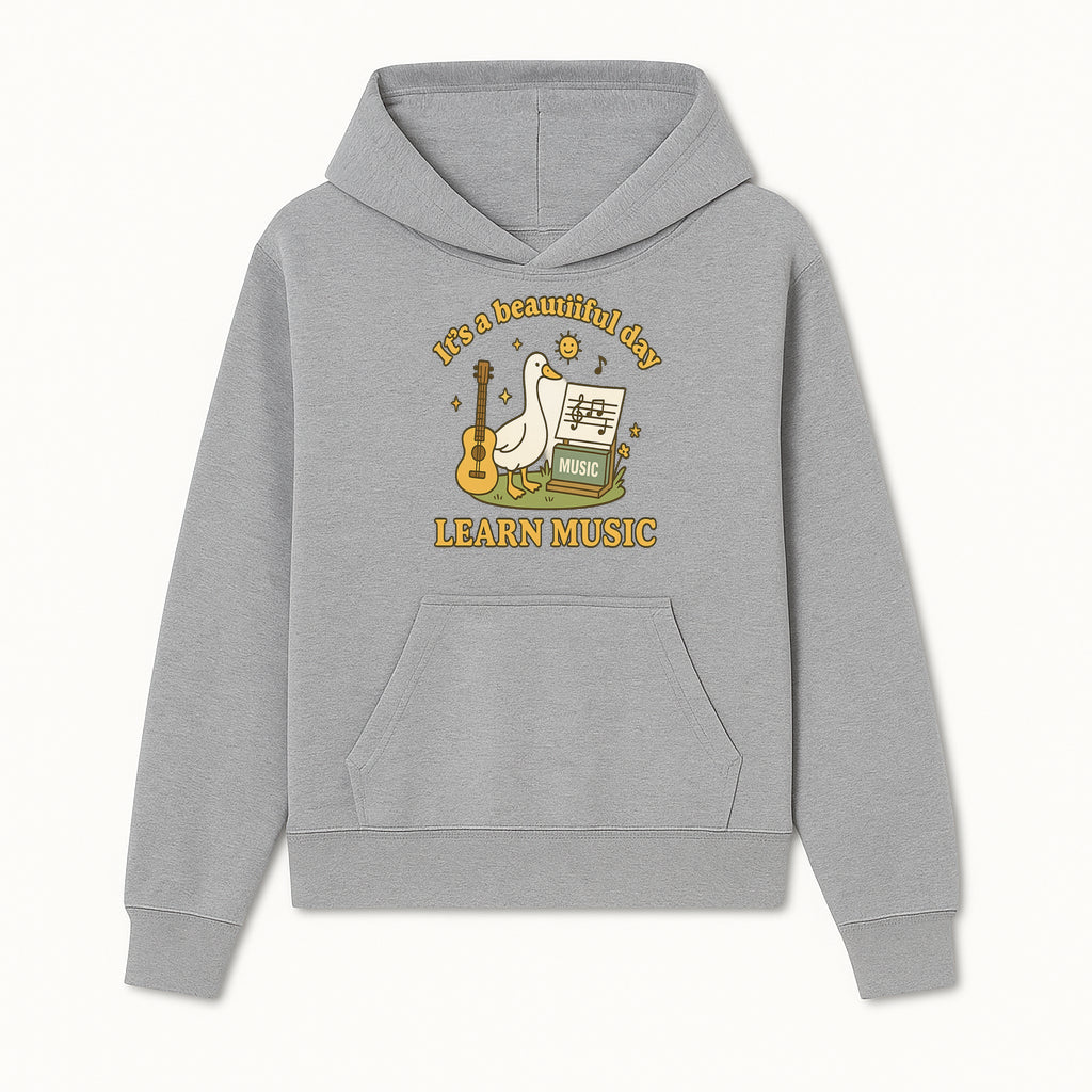 Music Learning Duck T-Shirt, Cute Guitar Design, It's a Beautiful Day, Fun Music Education Apparel for Kids and Adults - Hoodie 1758093386266.jpg