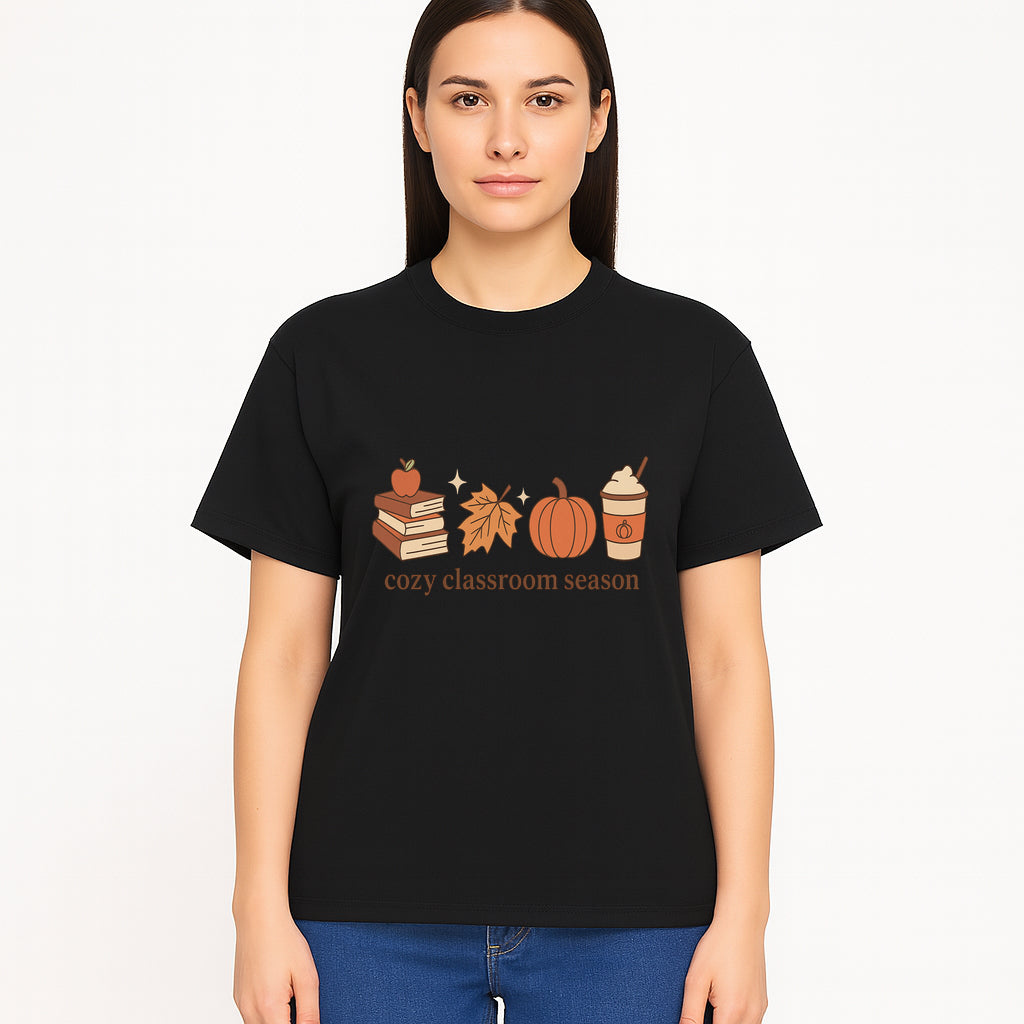 Cozy Classroom Season Fall Decor - Apple, Books, Pumpkin, Maple Leaf - Autumn Classroom Wall Art for Teachers and Students - T-shirt 1758093386296.jpg