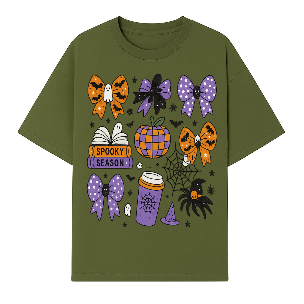 Halloween-Themed Stickers Set - Spooky Season Bows, Pumpkins, Ghosts, and Spider Design for Party Decor and Crafting Projects - T-shirt 1758093386377.jpg