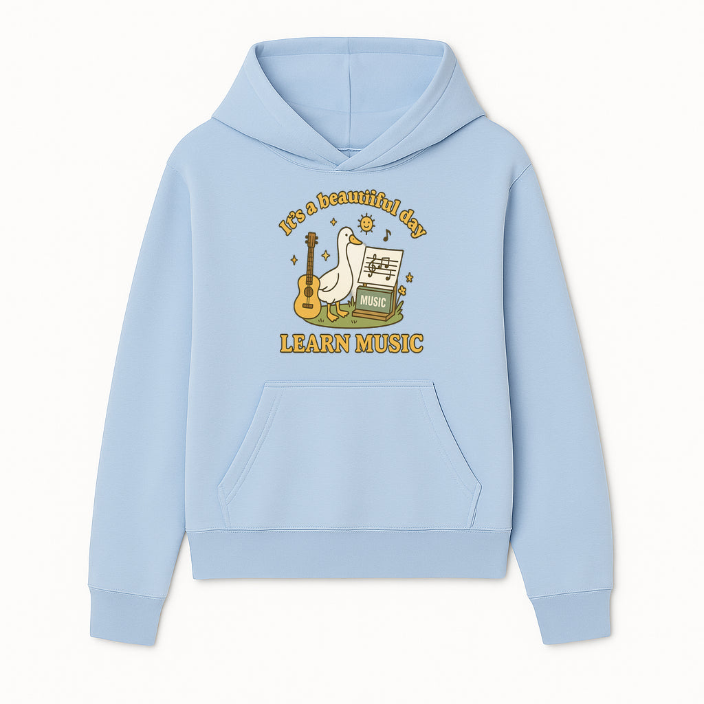 Music Learning Duck T-Shirt, Cute Guitar Design, It's a Beautiful Day, Fun Music Education Apparel for Kids and Adults - Hoodie 1758093386423.jpg