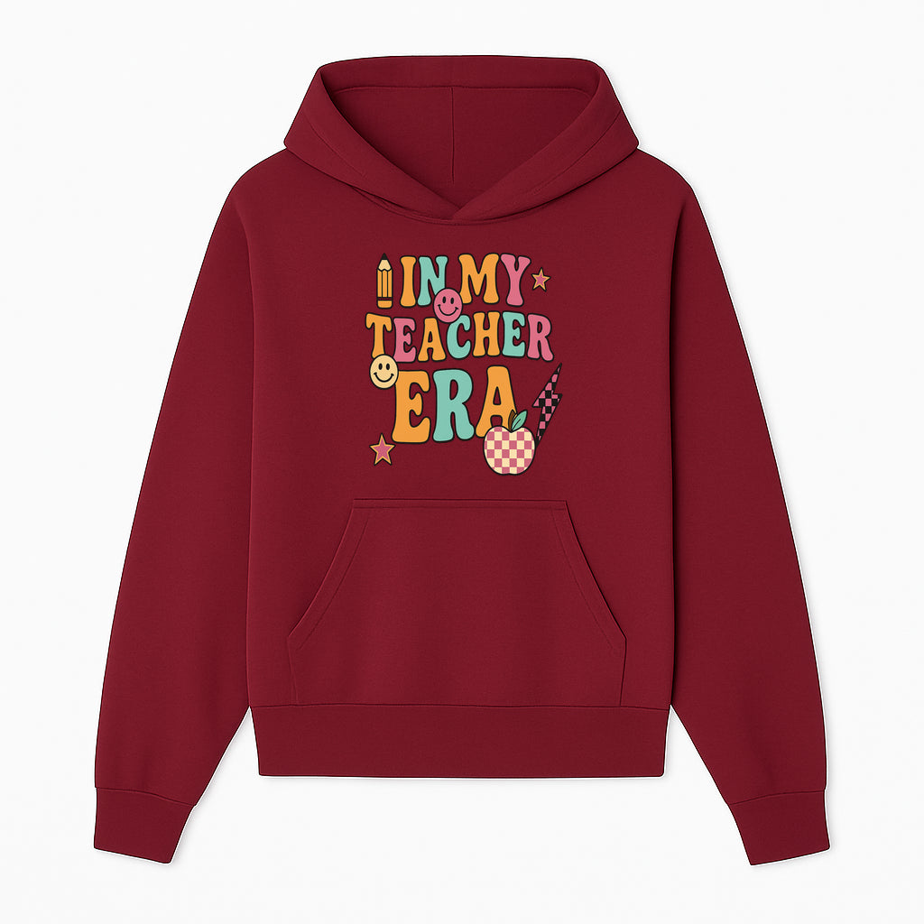 In My Teacher Era Graphic Tee - Retro Style with Happy Faces and School Elements, Perfect for Educators - Hoodie 1758093386436.jpg