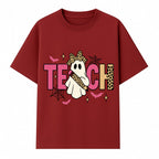 Halloween Ghost Teacher T-Shirt | Cute Ghost with Pencil | Fun Teaching Apparel | Spooky Season Gift for Educators - T-shirt 1758093386454.jpg