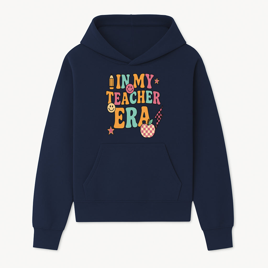 In My Teacher Era Graphic Tee - Retro Style with Happy Faces and School Elements, Perfect for Educators - Hoodie 1758093386607.jpg