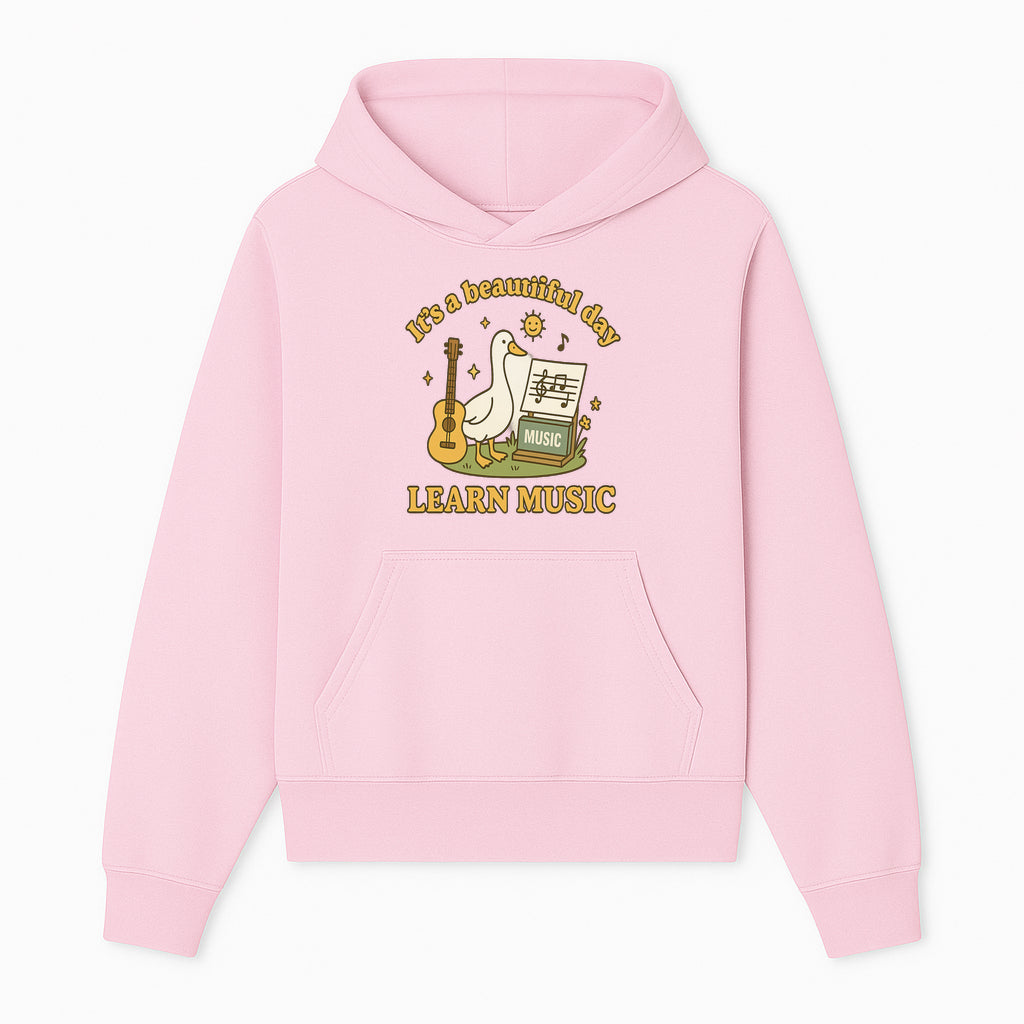 Music Learning Duck T-Shirt, Cute Guitar Design, It's a Beautiful Day, Fun Music Education Apparel for Kids and Adults - Hoodie 1758093386633.jpg